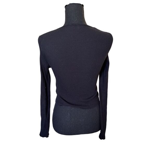 TopShop Womens Ribbed Sweater US 10 Black Stretch with Cutout Sleeve Detail - Picture 3 of 6